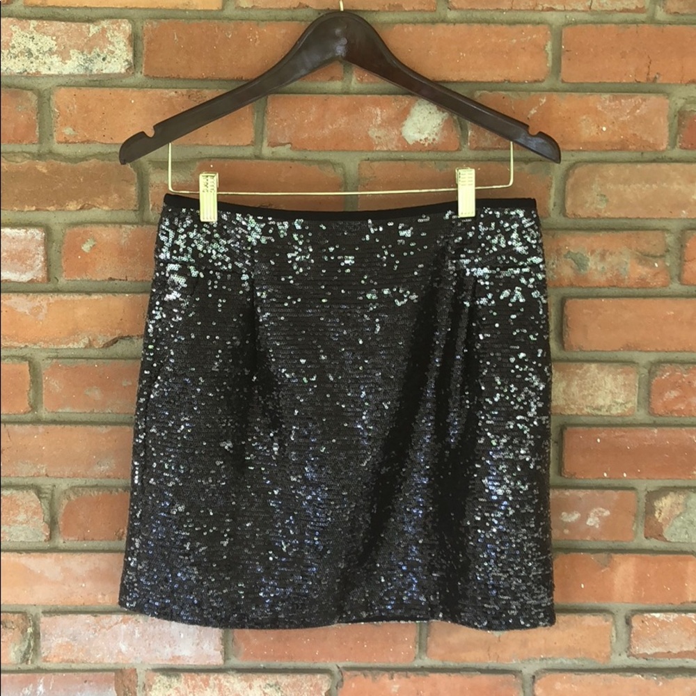J crew black sequined skirt -size 6